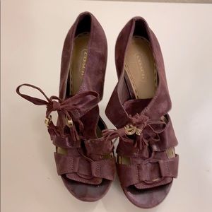 Coach lace-up peep toe heels